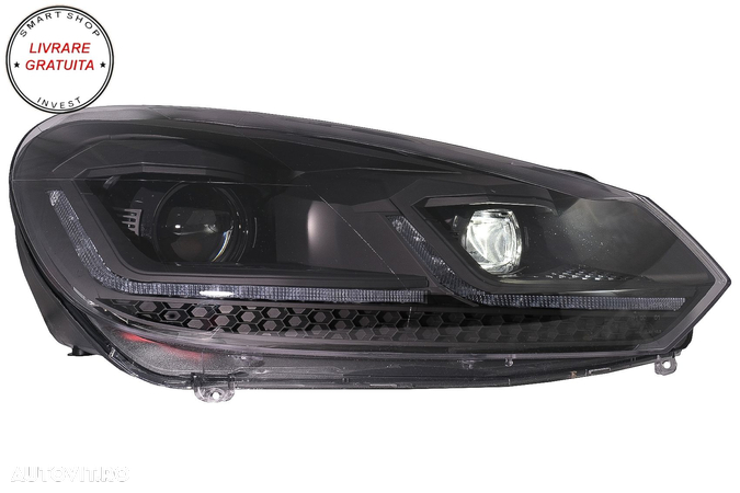 Faruri LED VW Golf 6 VI (2008-2013) Facelift G7.5 Design Negru Semnalizare Secvent- livrare gratuita - 4