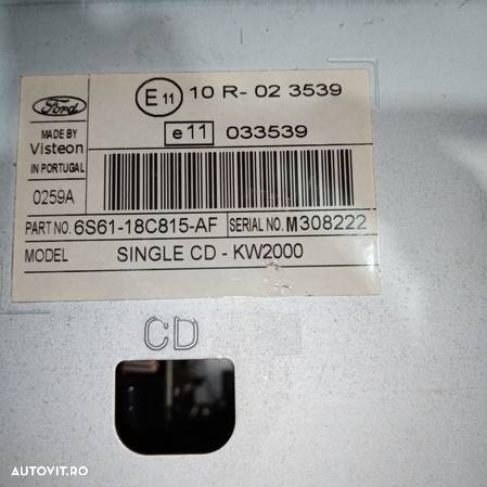 Radio cd Ford Fiesta V 2006 | 6S61-18C815-AF | M308222 - 3