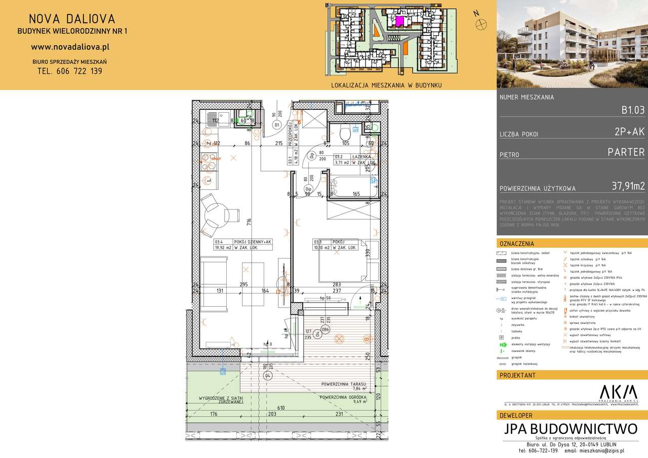 2-pokojowe mieszkanie 37m2 + ogródek - Pełny obrazek: 2/9