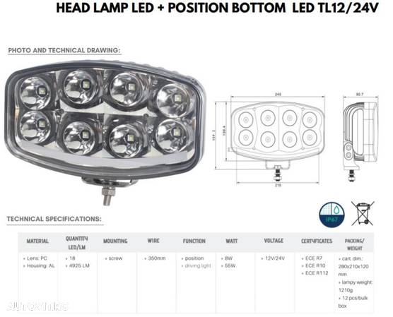 Proiector Full-Led, Pozitie si Faza Lunga Led, 12/24V, Dreptunghiular - Oval, Jumbo - 3