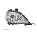 FARÓIS COM LUZ DIURNA LED PARA MERCEDES ML W163 02-05 FUNDO CROMADO - 2