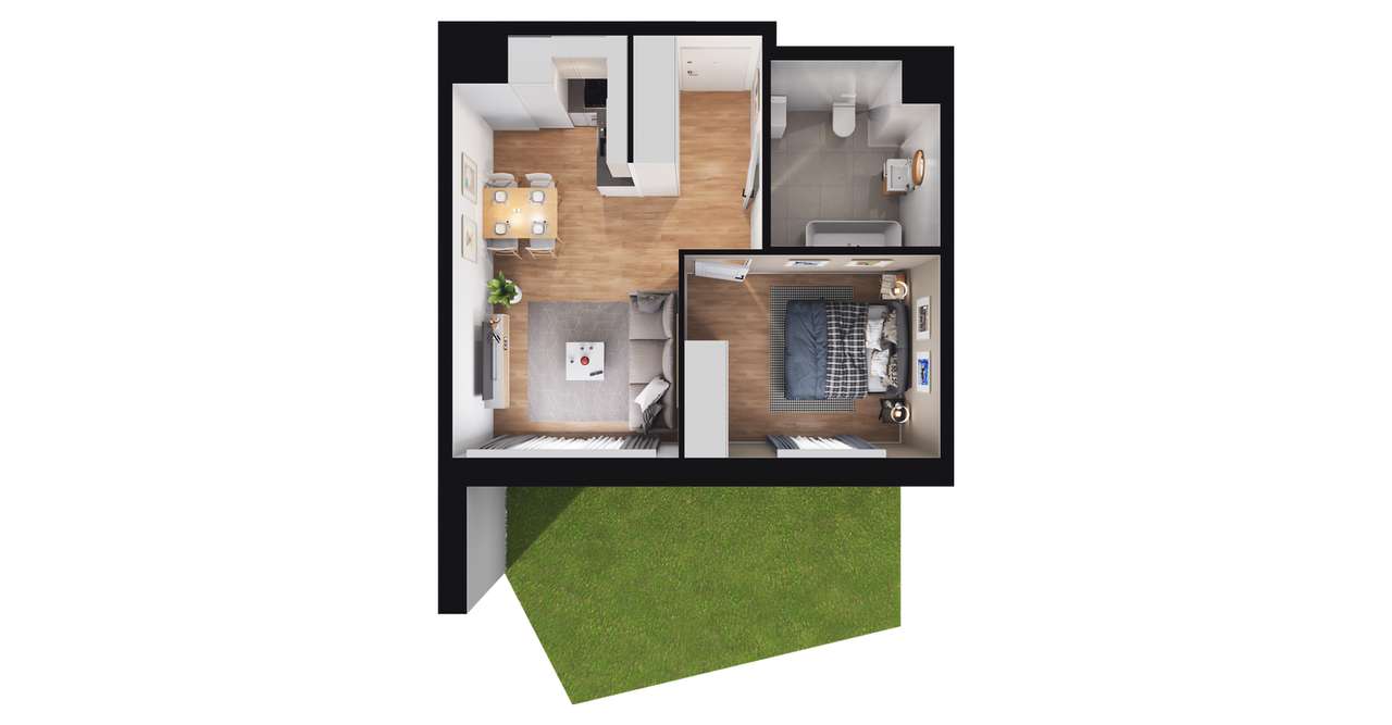 2-pokojowe mieszkanie 38m2 + ogródek Bezpośrednio - Pełny obrazek: 3/9