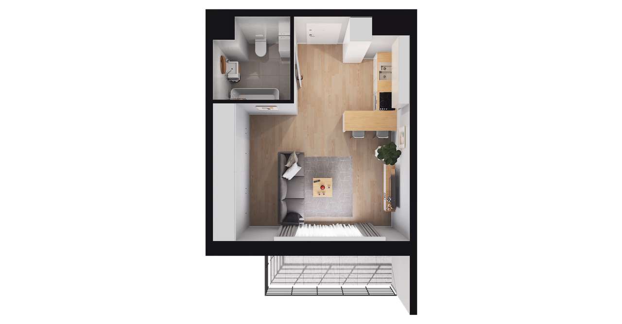 1-pokojowe mieszkanie 31m2 + balkon - Pełny obrazek: 2/8