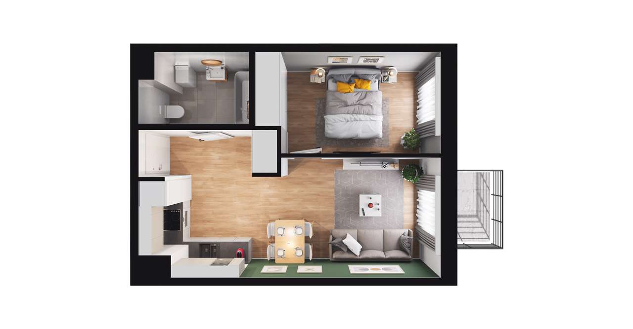 2-pokojowe mieszkanie 43m2 + balkon Bez Prowizji - Pełny obrazek: 2/8