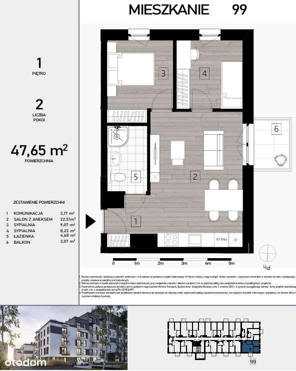 3 pok., balkon, słoneczne, Mpec, kom. lok. w cenie - Pełny obrazek: 3/3