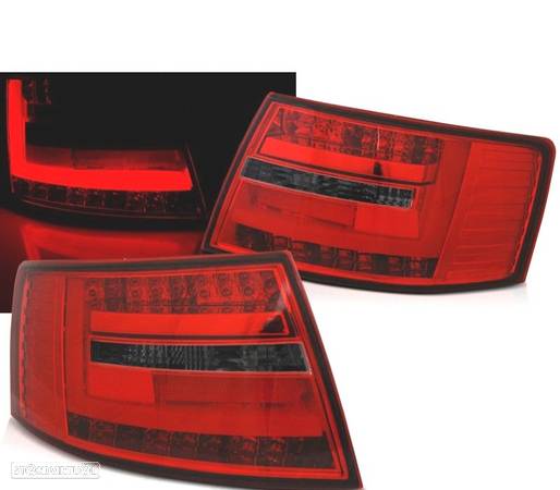 CONJUNTO DE LUZES TRASEIRAS PARA AUDI A6 C6 SEDAN LED TEC DE FIBRA OPTICA LEDS VERMELHOS TRANSPAREN - 1