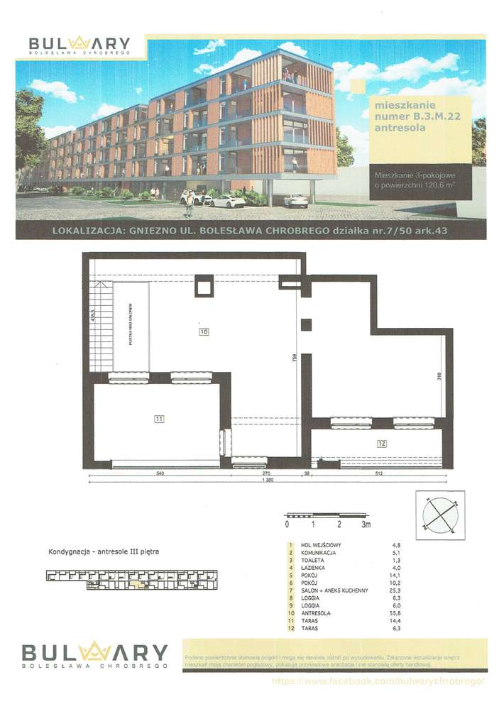 Dwupoziomowe mieszkanie na sprzedaż, 3 pokoje, Gniezno - Pełny obrazek: 3/19