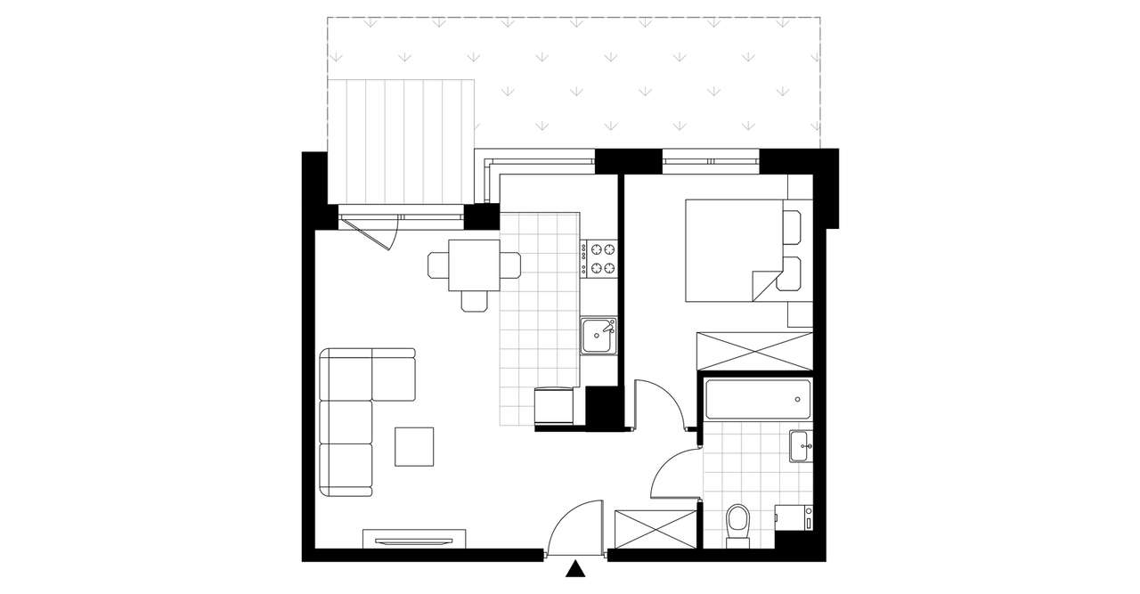 2-pokojowe mieszkanie 42m2 + ogródek Bezpośrednio - Pełny obrazek: 3/7