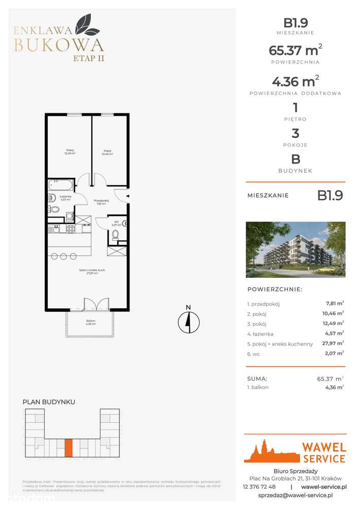 3-pokojowe mieszkanie 65m2 + balkon - Pełny obrazek: 2/8