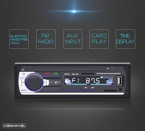 AUTO RADIO 1DIN BLUETOOTH MP3 USB SD AUX - 1