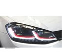 CONJUNTO DE FARÓIS VW GOLF 7 12-17 LOOK FACELIFT G7.5 GTI INDICADOR DINÂMICO PRETO COM BORDA VERM - 2