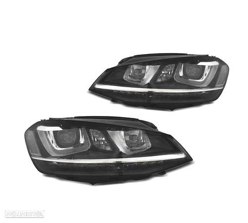 FAROIS FRONTAIS PARA VOLKSWAGEN VW GOLF 7 12- LUZ DIURNA DINAMIC FUNDO PRETO - 1