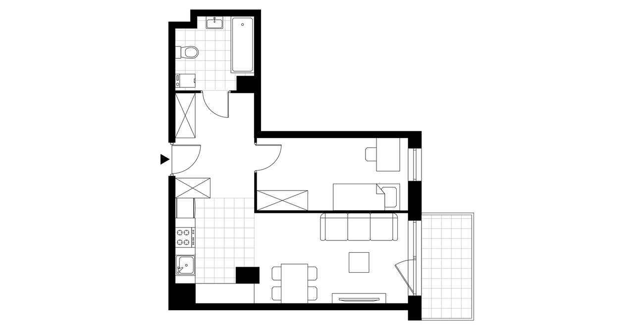 2-pokojowe mieszkanie 41m2 + balkon - Pełny obrazek: 3/8