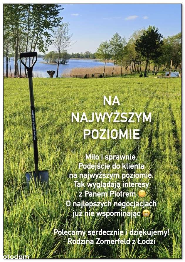 DZIAŁKA nad jeziorem przy plaży z mediami i MPZP-16