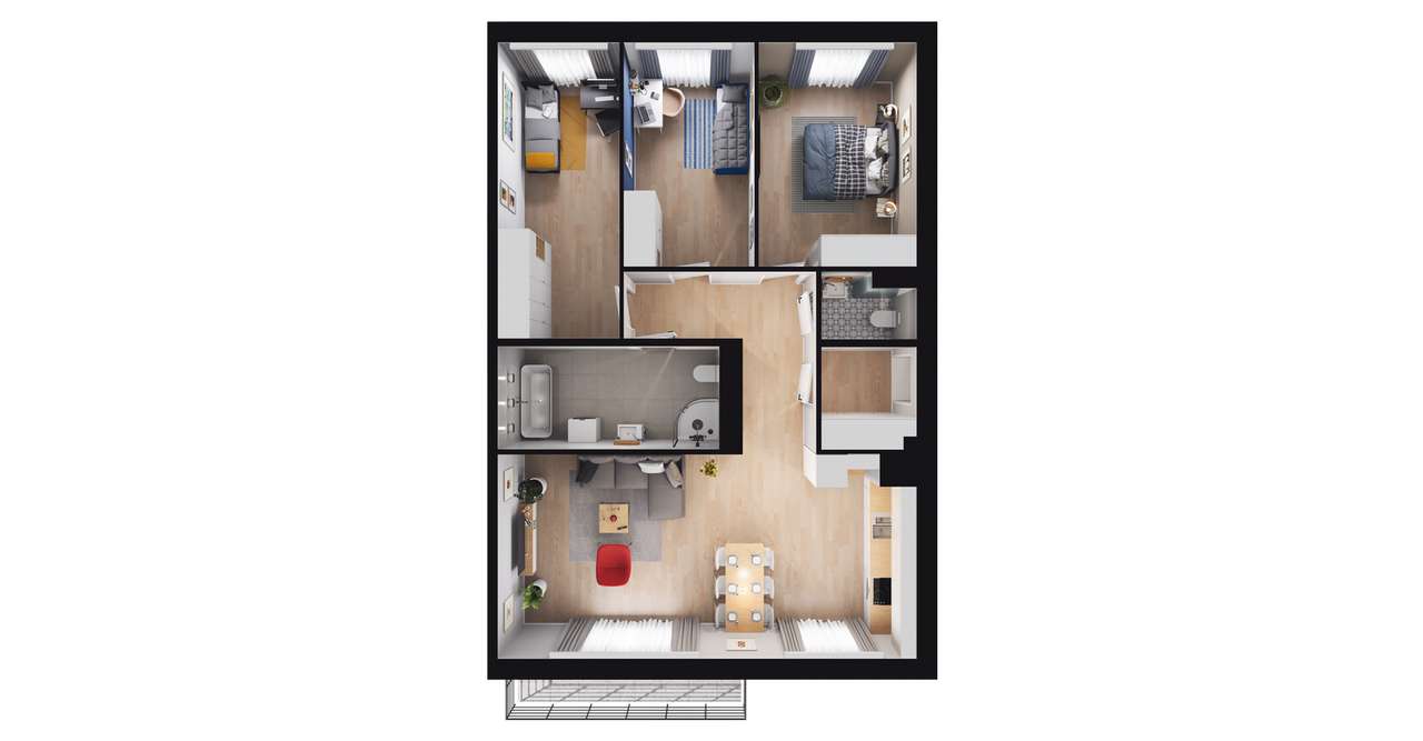 4-pokojowe mieszkanie 88m2 + balkon - Pełny obrazek: 2/5