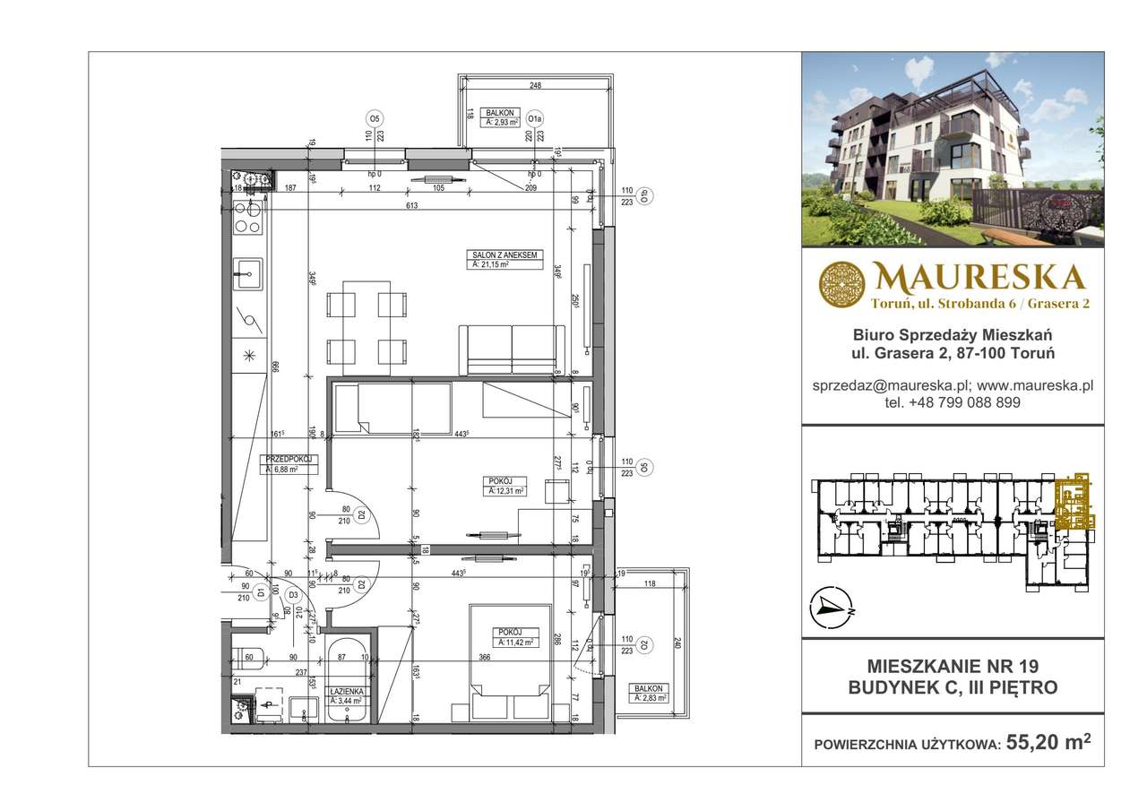 Osiedle Maureska | mieszkanie 3-pok. | C.19 - Pełny obrazek: 2/7