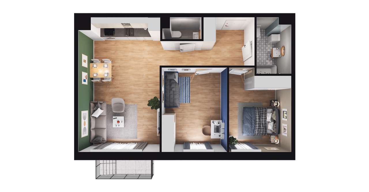 3-pokojowe mieszkanie 62m2 + balkon Bezpośrednio - Pełny obrazek: 3/8