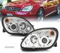 FARÓIS ANGEL EYES PARA MERCEDES SLK R170 96-04 FUNDO CROMADO - 1