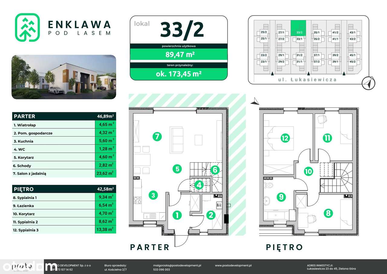 Enklawa pod lasem - 33/2, ogród, 2 miejsca postojowe, 4 pokoje - Pełny obrazek: 2/10