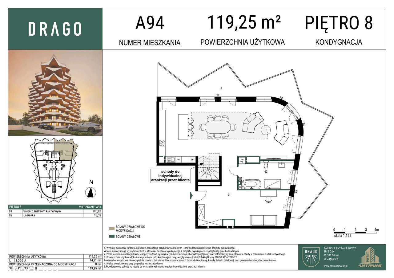 1-pokojowe mieszkanie 119m2 + taras Bez Prowizji - Pełny obrazek: 2/9