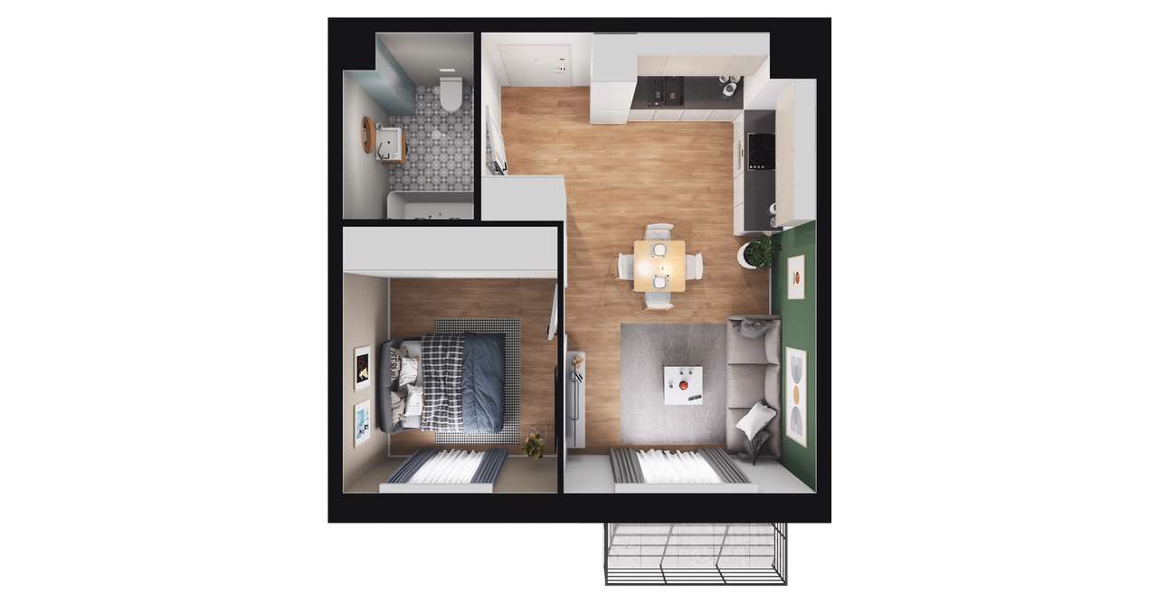 2-pokojowe mieszkanie 37m2 + balkon Bez Prowizji - Pełny obrazek: 2/7