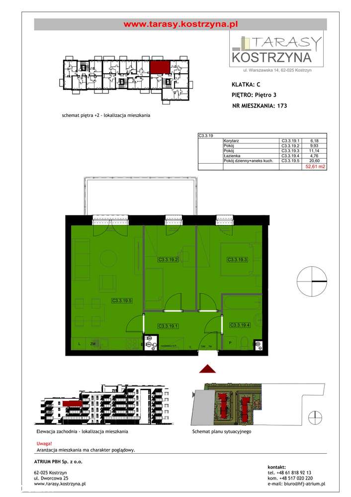Tarasy Kostrzyna | mieszkanie 3-pok. | 173 - Pełny obrazek: 2/8