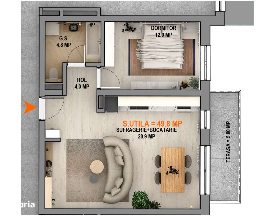 Intabulat - Ap. 2 camere, incalzire pardoseala, garantie 10 ani, Sibiu-4