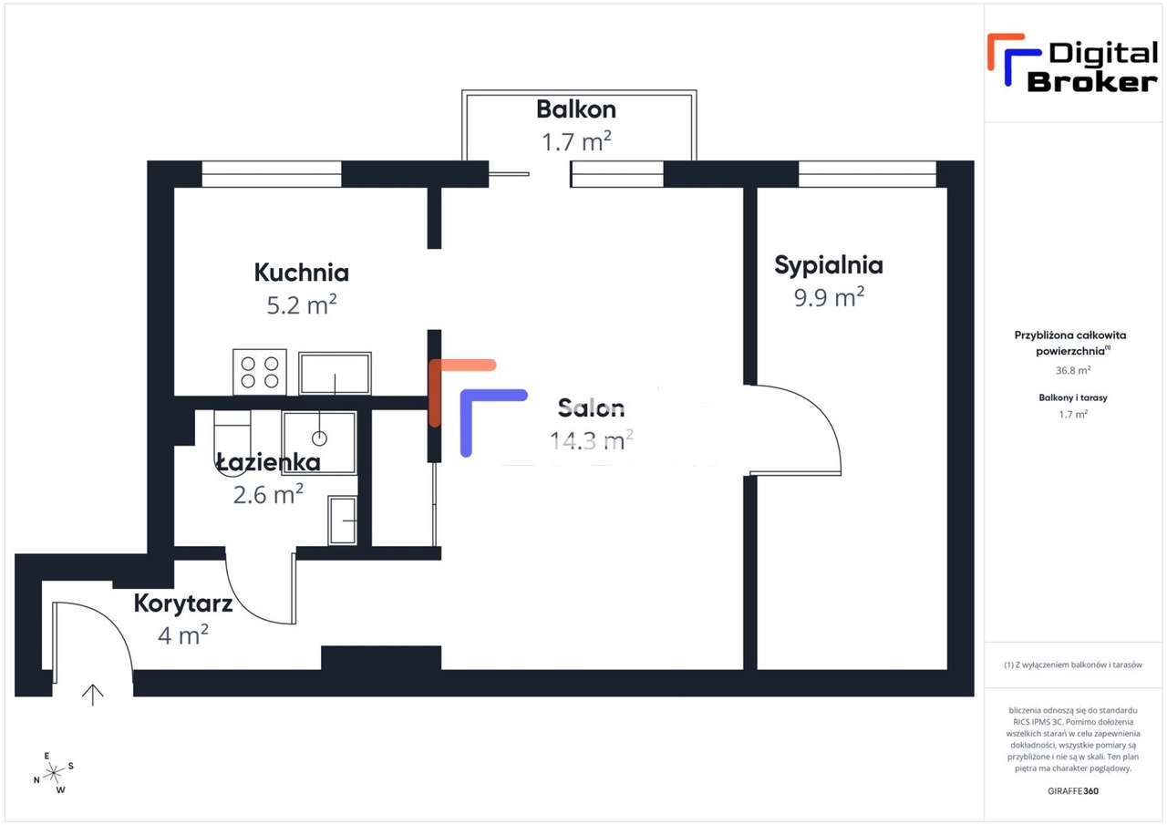 Mieszkanie na sprzedaż, Poznań, 2 pokoje - Pełny obrazek: 3/14