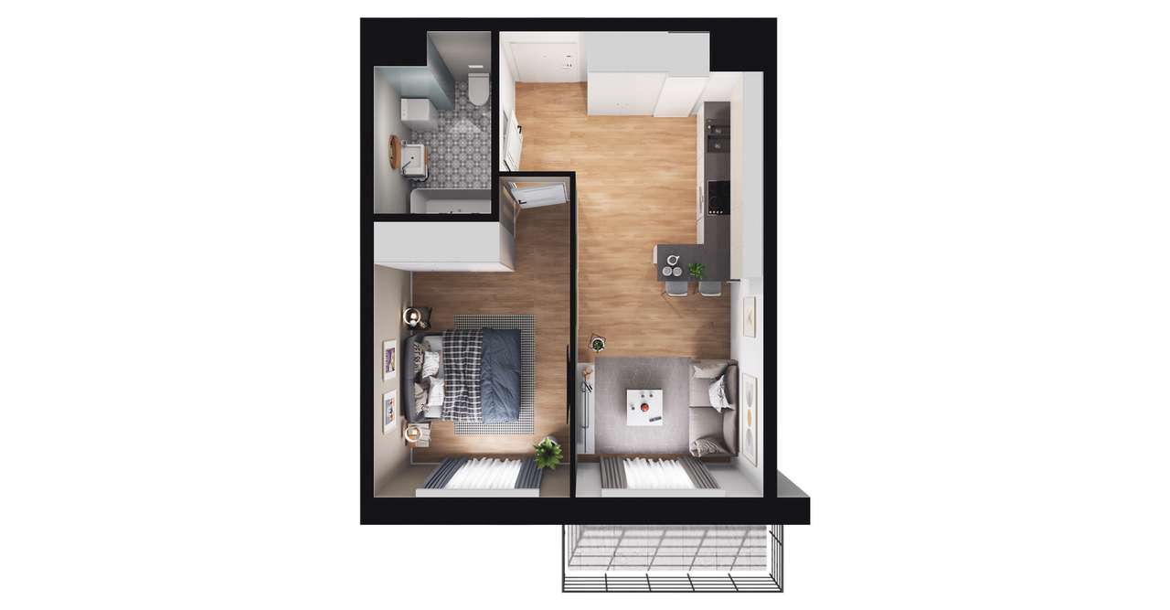 2-pokojowe mieszkanie 36m2 + balkon Bezpośrednio - Pełny obrazek: 2/8