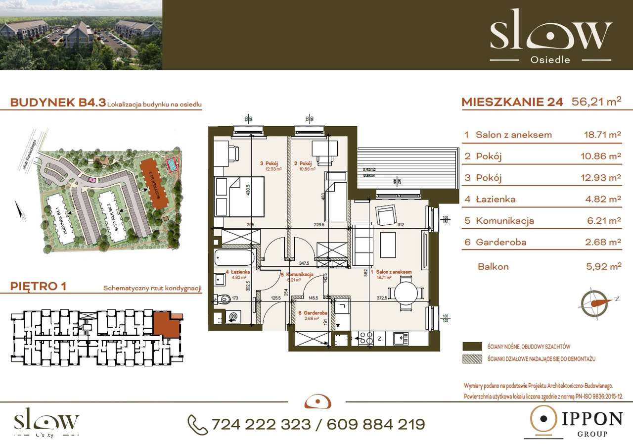 Mieszkanie - 3 pokoje - osiedle SLOW - B4.3_M24 - Pełny obrazek: 2/11