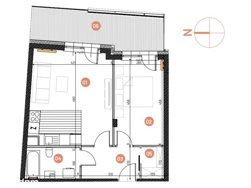 Mieszkanie, 44.79m², 2 pokoje, 4 piętro, B-KLM12-LM37, Nowe Horyzonty - Pełny obrazek: 2/14