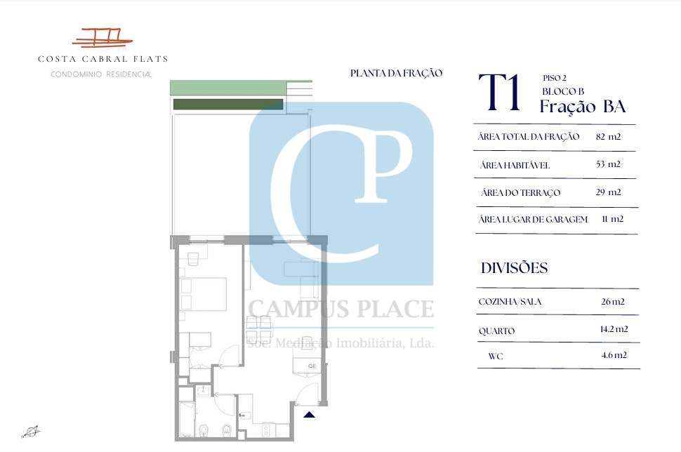Apartamento T1 em construção, no empreendimento Costa Cabral Flats - Grande imagem: 4/4