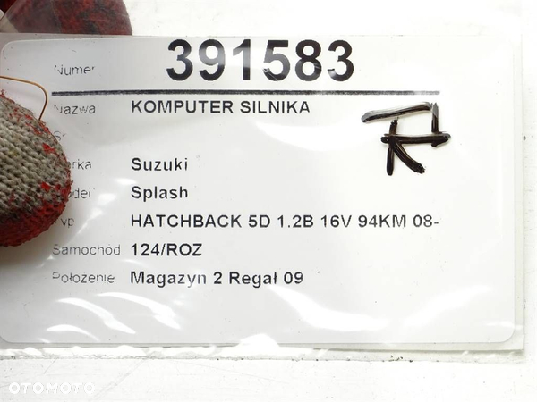 KOMPUTER SILNIKA SUZUKI SPLASH (EX) 2008 - 2022 1.2 VVT (A5B 412) 69 kW [94 KM] benzyna 2010 - 2022 - 4