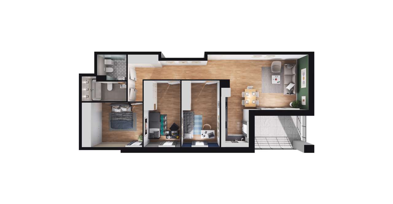 4-pokojowe mieszkanie 77m2 + loggia Bez Prowizji - Pełny obrazek: 2/5