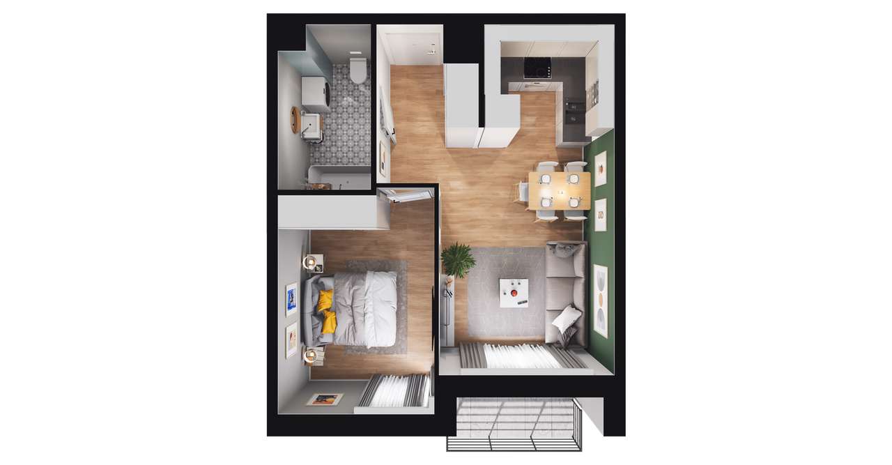 2-pokojowe mieszkanie 38m2 + loggia Bez Prowizji - Pełny obrazek: 2/8