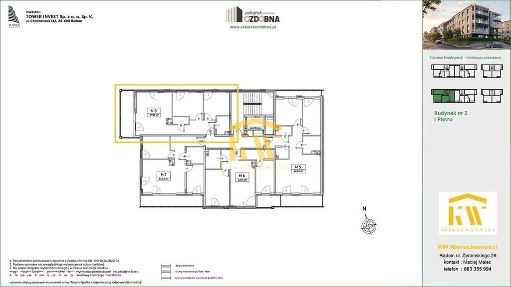 3 pokoje / 59,12 m / 1 Piętro /  balkon 10 m - Pełny obrazek: 3/6