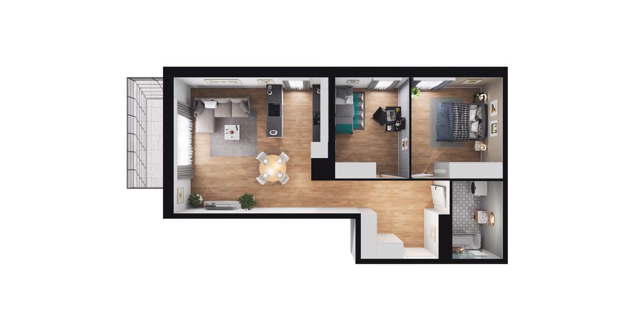 3-pokojowe mieszkanie 67m2 + balkon Bezpośrednio - Pełny obrazek: 2/8