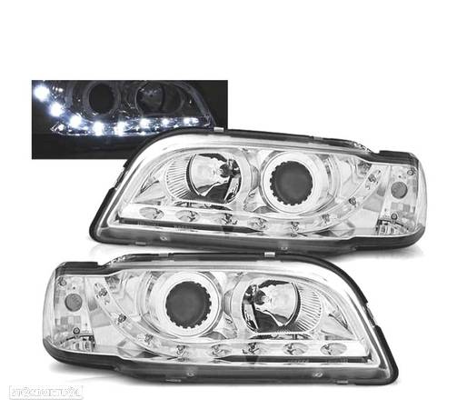 FARÓIS OPTICAS PARA VOLVO S40 V40 96-00 LUZ DIURNA CROMADOS - 1