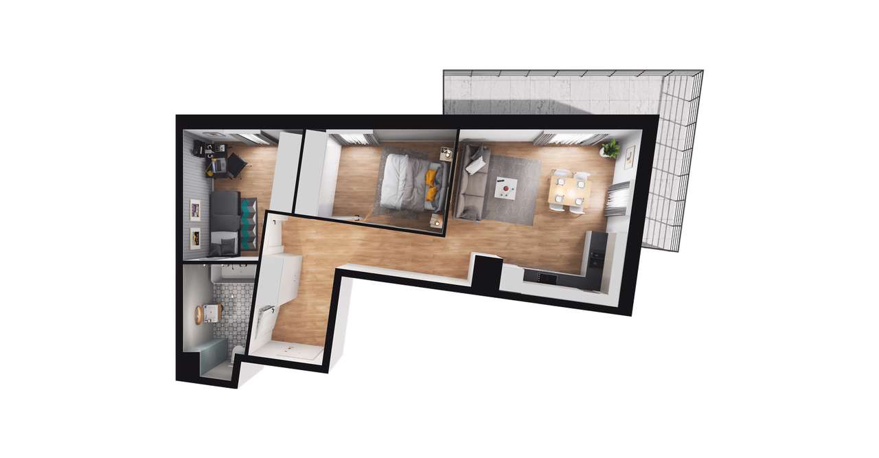 3-pokojowe mieszkanie 56m2 + balkon - Pełny obrazek: 2/8