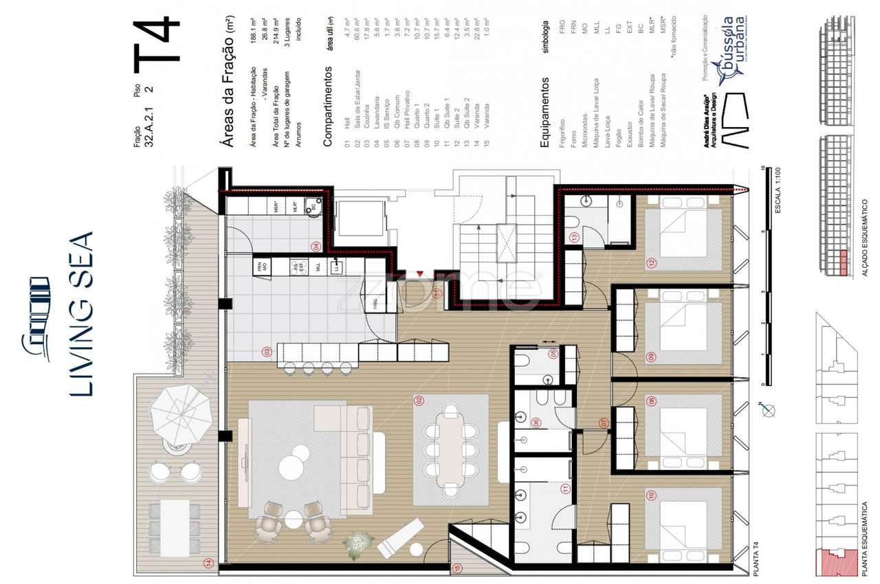 Apartamento T4 Empreendimento Living Sea na Foz do Rio Douro - Grande imagem: 3/31
