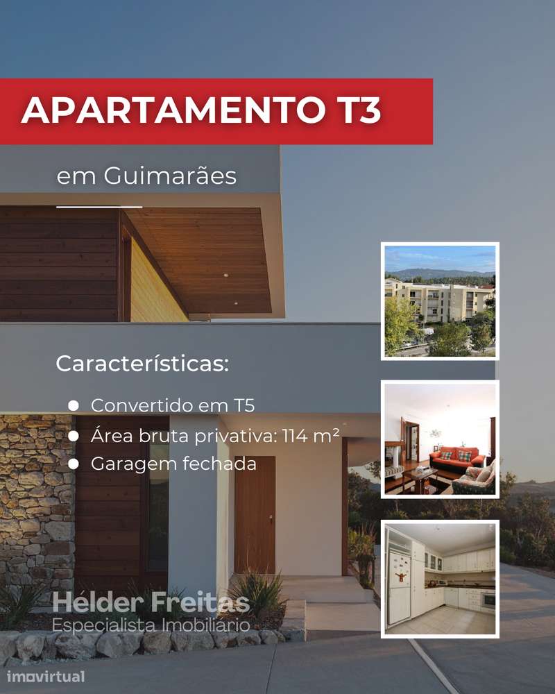 Apartamento T3 com garagem fechada | Azurém – Guimarães