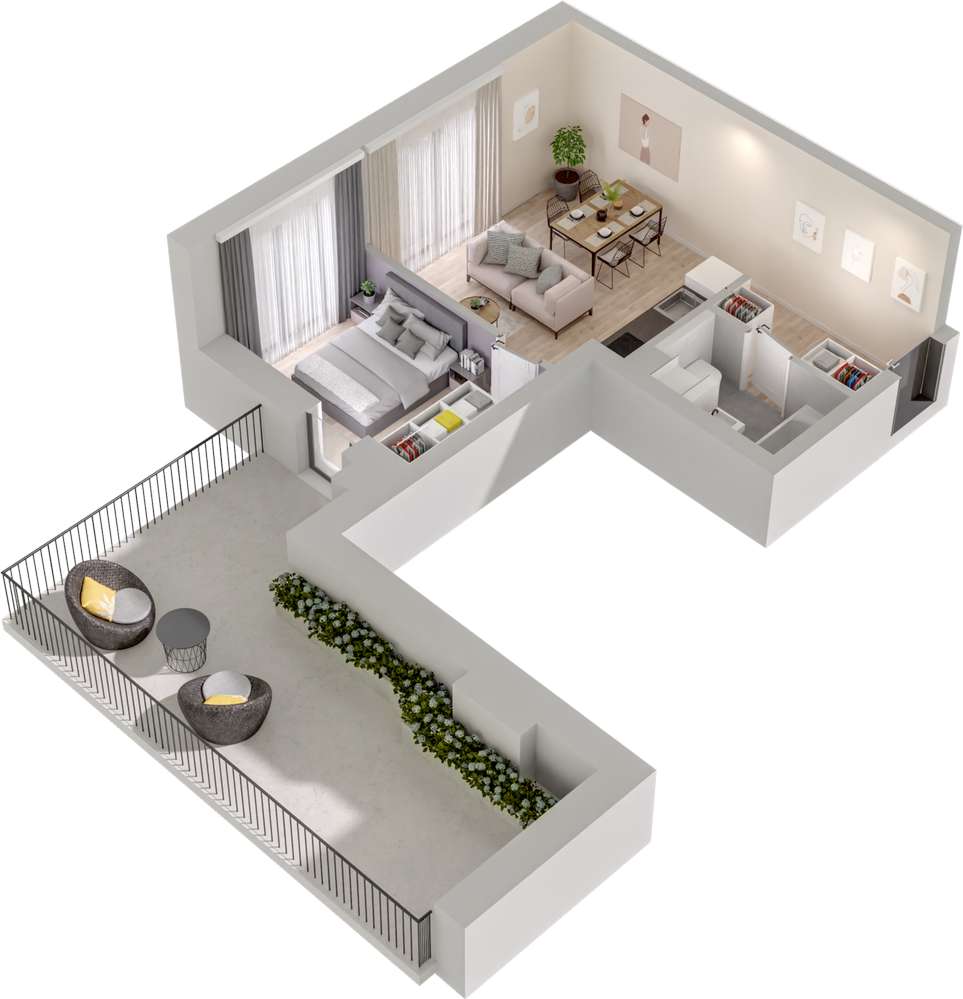 5.M.12 | 36,74 m² | 2 pokoje z dużym tarasem | Krzyki- Gaj (lokal 5.M.12)
