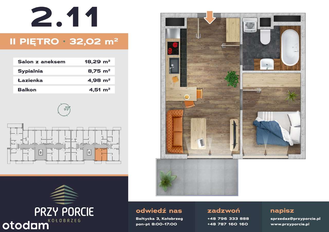 Przy Porcie - etap II | mieszkanie 2-pok. | M2.11 - Pełny obrazek: 2/10