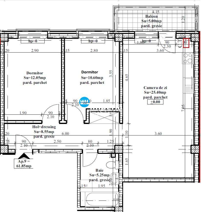 Apartament 3 cam dec, 67 mp etaj intermediar zona Bucium - Visan - Imagine principală: 4/4