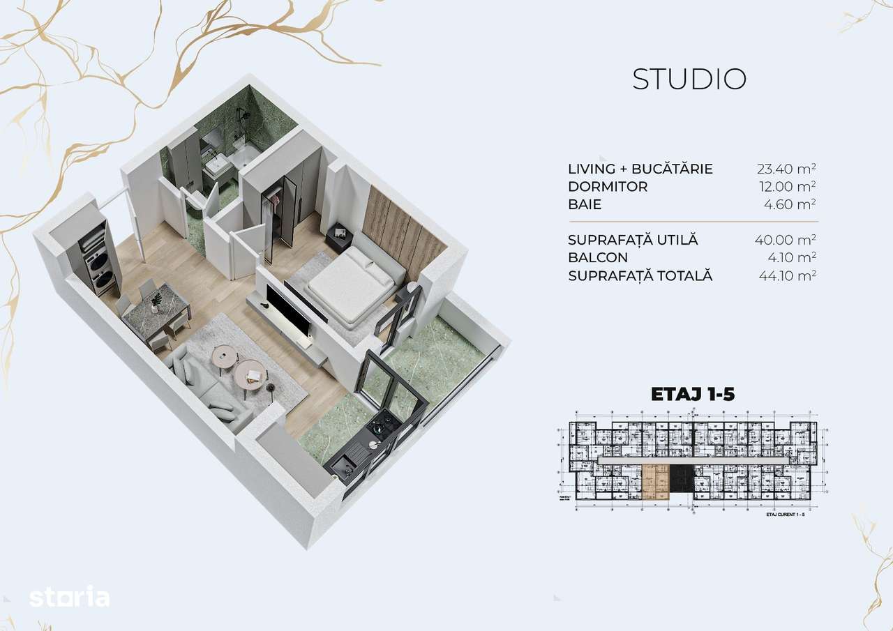 Metrou Berceni12-15 min - 2 camere tip Studio 44 m2, in constructie-6