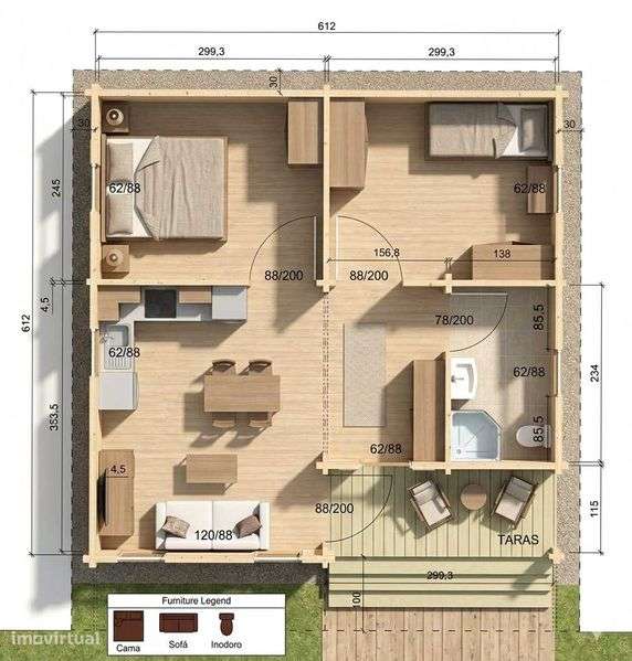 Casa de Madeira NOVA T2 – Montagem Rápida - Grande imagem: 5/10