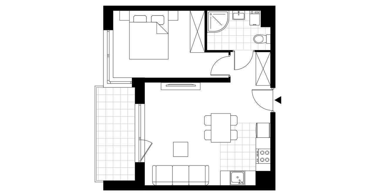 2-pokojowe mieszkanie 38m2 + balkon - Pełny obrazek: 3/8