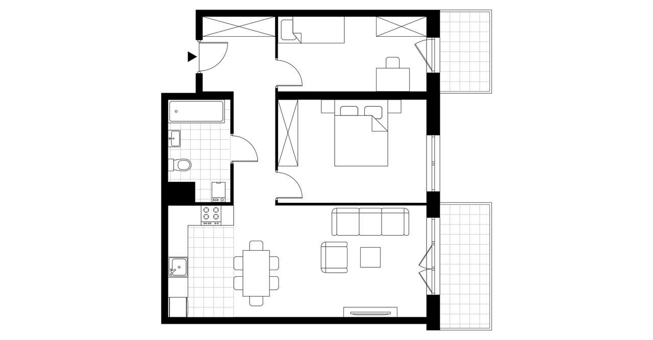 3-pokojowe mieszkanie 63m2 + 2 balkony - Pełny obrazek: 3/8