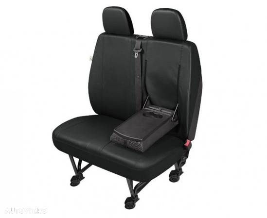 Husa bancheta cu doua locuri Practical DV2 L Table imitatie piele neagra, pentru bancheta cu tavita compatibila cu Jumper, Ducato, Transit, Daily, Sprinter, Boxer, Crafter - 1