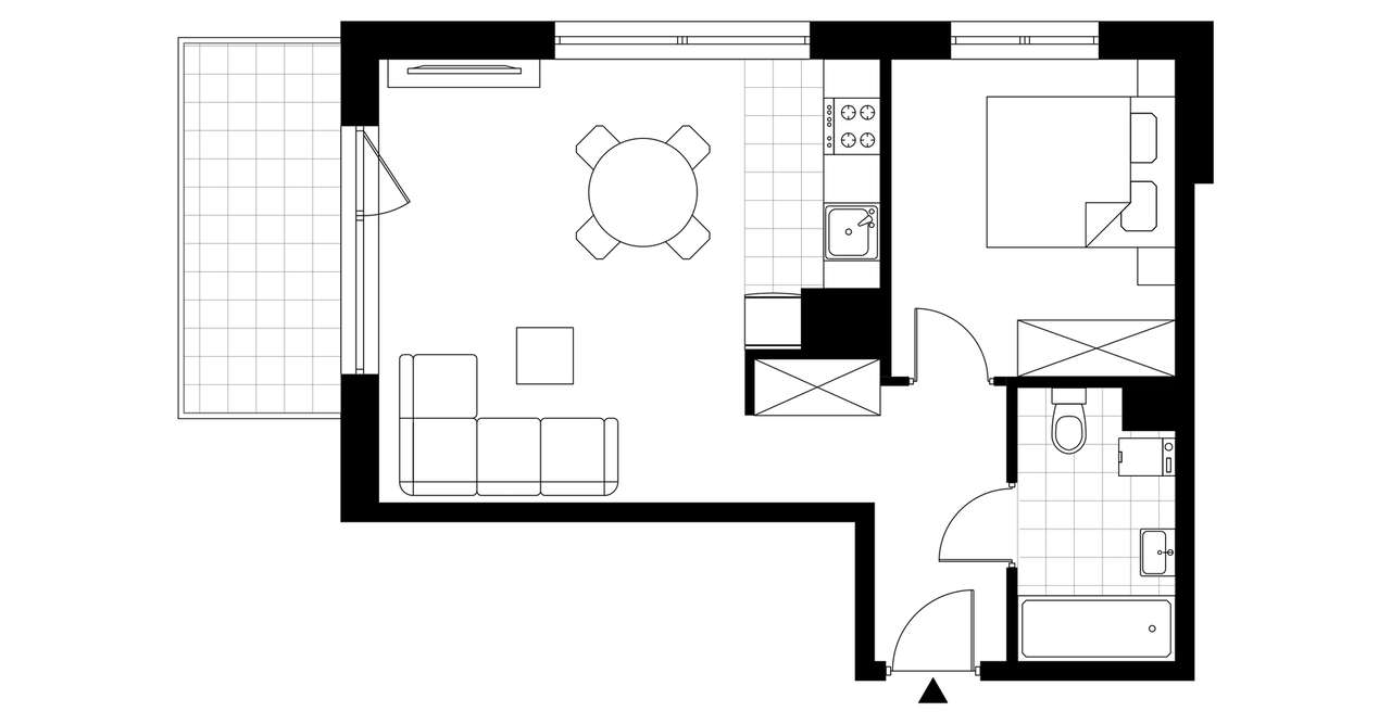 2-pokojowe mieszkanie 42m2 + balkon Bezpośrednio - Pełny obrazek: 3/8